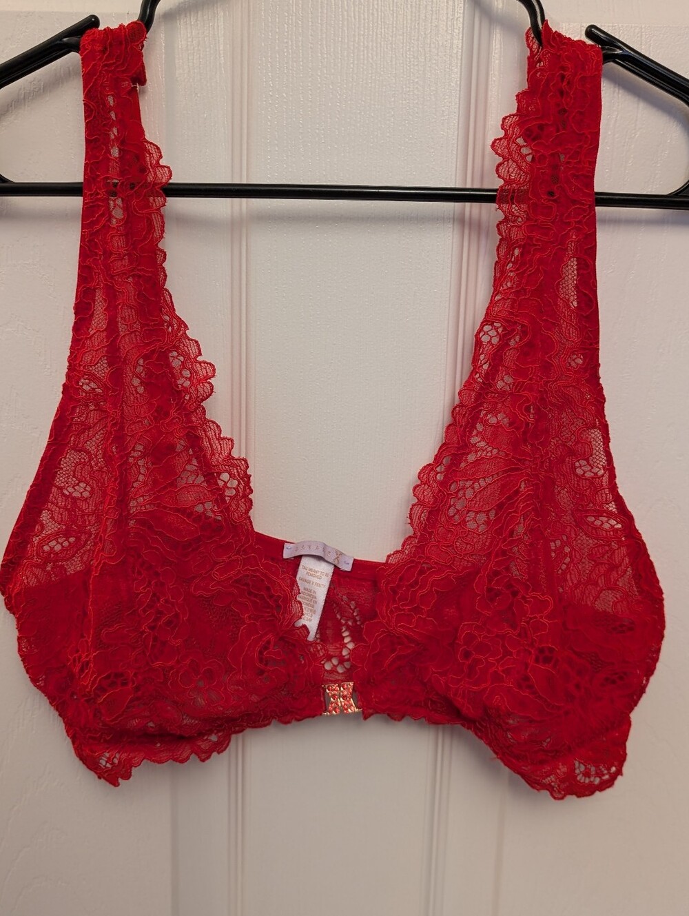 Savage X Fenty Red Lace Bralette with Scalloped Trim - XL